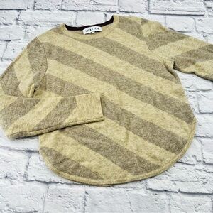 John + Jenn Beige and Brown Diagonal Knit Stripe Fine Knit Sweater Medium